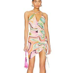 h:ours Sucre Mini Dress in Multi Solarized Wave